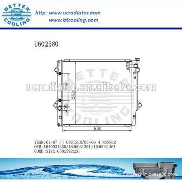 Aluminum Radiator For TOYOTA FJ CRUISER 07- 03-06 4 RUNNER 1640031350/1640031351/1640031461 Manufacturer and Direct Sale